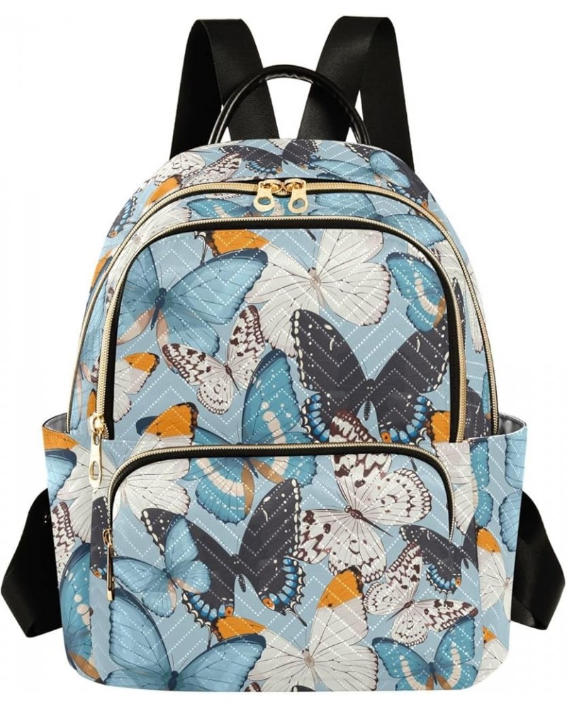 Colorful Butterflies Backpack Purse for Women Fashion Small Mini Backpack Daypacks Purse Back Pack HandBag Lady Gifts,S Mediu...