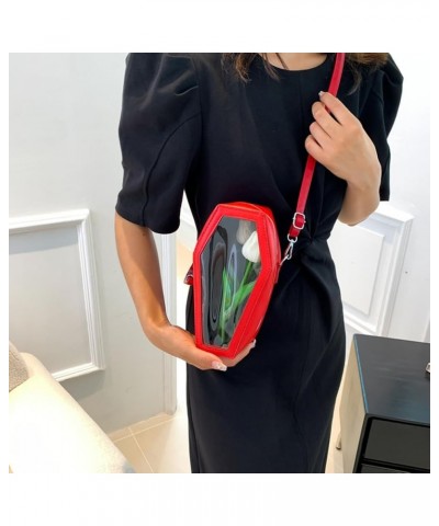 Women Gothic Cof Crossbody Bag C Transparent Shoulr Bag loween Gothic Pue Small Cof Ph Bag Red L $9.69 Totes