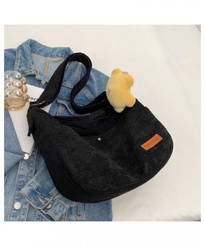 Aesthetic Tote Bag Aesthetic Bucket Bag Corduroy Crossbody Bags for Women Corduroy Tote Bag (Black) Black $24.63 Totes