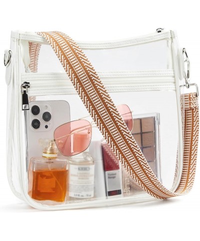 Crossbody Bags for Women Clear Bag Stadium Approved Crossbody Purse Hobo Bag with Adjustable Guitar Strap A01-white $17.89 Ho...