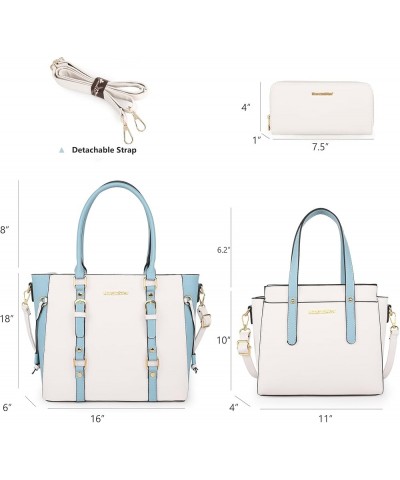 3PCS Purses for Women Tote Purse and Wallet Set Shoulder Satchel Bags 2 Tone Beige & Blue $22.94 Totes