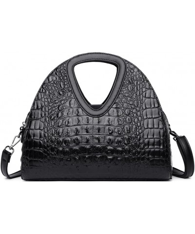 Top-handle Purse for Women Crocodile Print PU Leather Shoulder Handbag Waterproof Crossbody Bag with Adjustable Strap Black $...