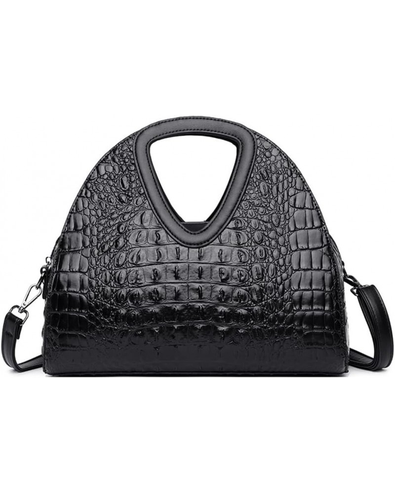 Top-handle Purse for Women Crocodile Print PU Leather Shoulder Handbag Waterproof Crossbody Bag with Adjustable Strap Black $...