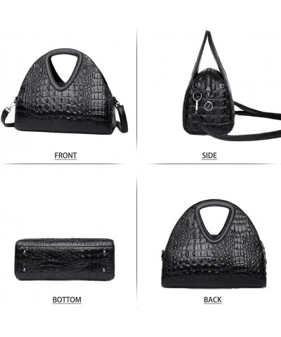 Top-handle Purse for Women Crocodile Print PU Leather Shoulder Handbag Waterproof Crossbody Bag with Adjustable Strap Black $...