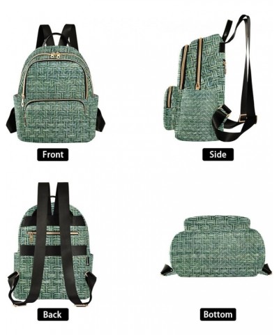 Women Backpack Basket Woven Green Anti-Theft Travel Backpack with Luggage Belt Durable Lightweight Handbag Lady Purse Roomy D...