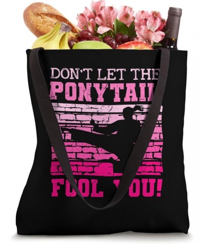 Don't let the ponytail fool you Combat Karate Tote Bag $12.64 Totes