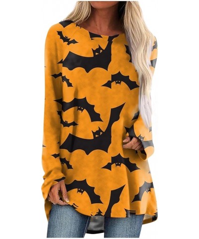 Womens Tops Round Neck Long Sleeve Sweatshirt Fall and Winter Halloween Print Pullover Tops Relaxed Fit Outfits 1-ginger $6.4...