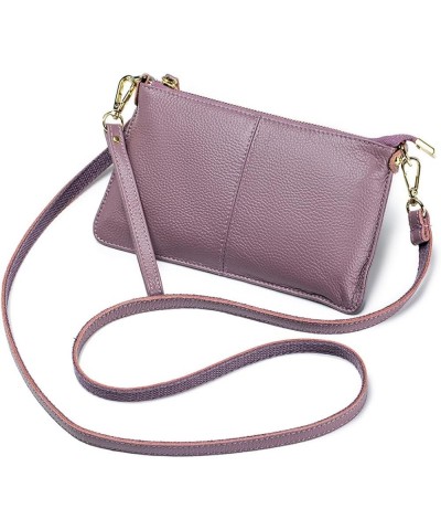 Genuine Leather Crossbody Bag for Women Small Handbags Ladies Wristlet Band Clutch Phone Bag Purple $13.71 Wristlets