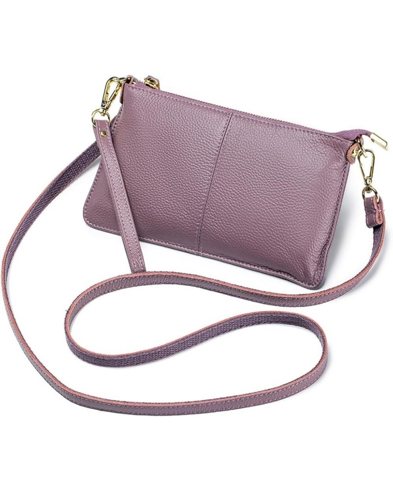 Genuine Leather Crossbody Bag for Women Small Handbags Ladies Wristlet Band Clutch Phone Bag Purple $13.71 Wristlets