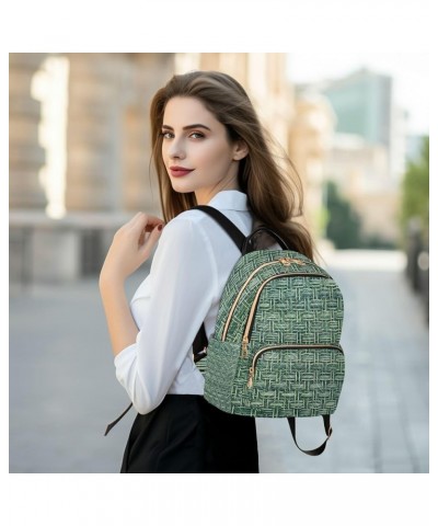 Women Backpack Basket Woven Green Anti-Theft Travel Backpack with Luggage Belt Durable Lightweight Handbag Lady Purse Roomy D...