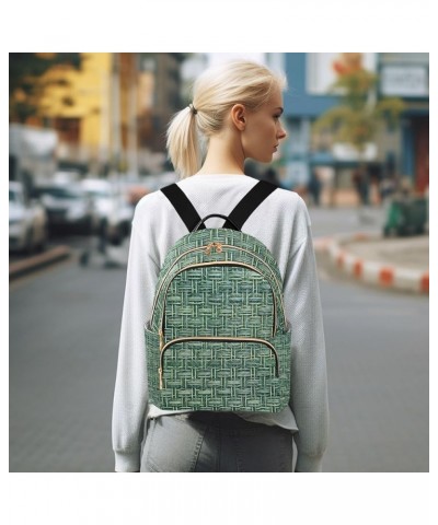 Women Backpack Basket Woven Green Anti-Theft Travel Backpack with Luggage Belt Durable Lightweight Handbag Lady Purse Roomy D...