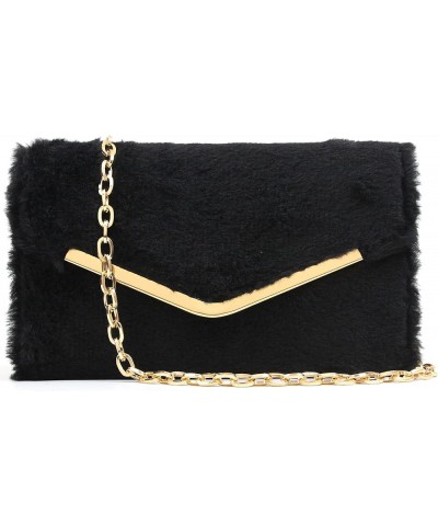 Clutch Purse Evening Bag for Women, Envelope Handbag With Detachable Chain for Wedding and Party Black-2 $10.12 Evening Bags