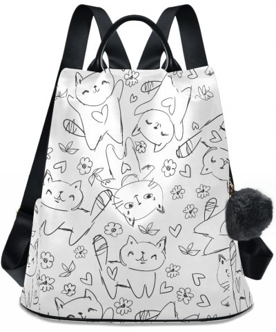 Backpack Purse for Women Fashion Travel Anti-theft Cute Cats Hand Drawn Daypack Casual Shoulder Bag Medium Size $23.08 Backpacks