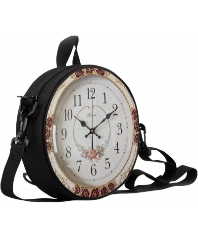 Women Novelty Round Clock Shape Zippered Clock Purses for Women Tote Handbag Shoulder Bag, Gift for Mom Girlfriend 10-clock W...