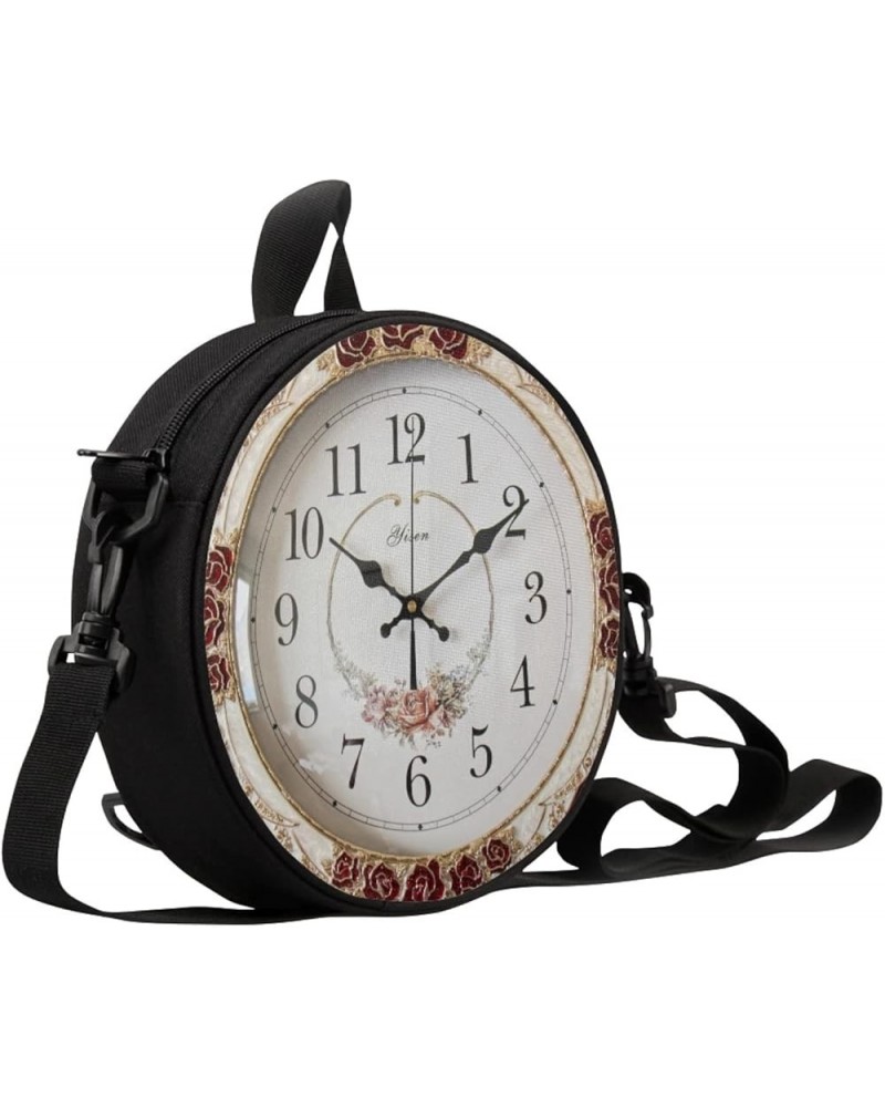 Women Novelty Round Clock Shape Zippered Clock Purses for Women Tote Handbag Shoulder Bag, Gift for Mom Girlfriend 10-clock W...