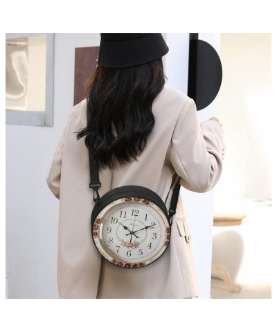 Women Novelty Round Clock Shape Zippered Clock Purses for Women Tote Handbag Shoulder Bag, Gift for Mom Girlfriend 10-clock W...