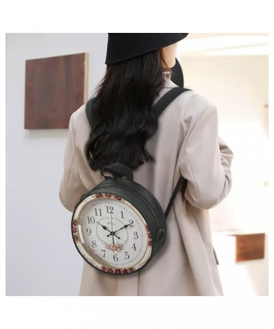 Women Novelty Round Clock Shape Zippered Clock Purses for Women Tote Handbag Shoulder Bag, Gift for Mom Girlfriend 10-clock W...