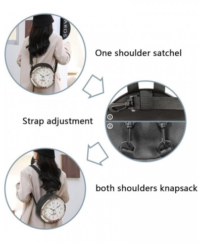 Women Novelty Round Clock Shape Zippered Clock Purses for Women Tote Handbag Shoulder Bag, Gift for Mom Girlfriend 10-clock W...