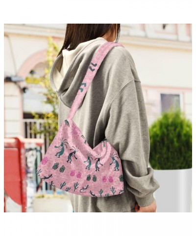 Women Boho Handbag Kokopelli Gecko Cacti Sun Fertility Pink Blue Underarm Bag Tote Bag Shoulder Bag Crossbody Bag Fluffy Cell...