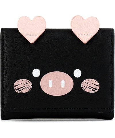 Wallet Short Paragraph Three Folding mats Female Cartoon Cute Student Small Wallet Korean Multi-Card Ladies Wallet (Color : P...