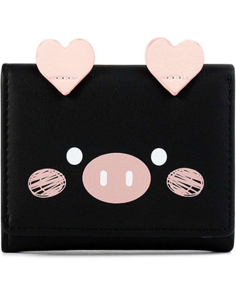 Wallet Short Paragraph Three Folding mats Female Cartoon Cute Student Small Wallet Korean Multi-Card Ladies Wallet (Color : P...