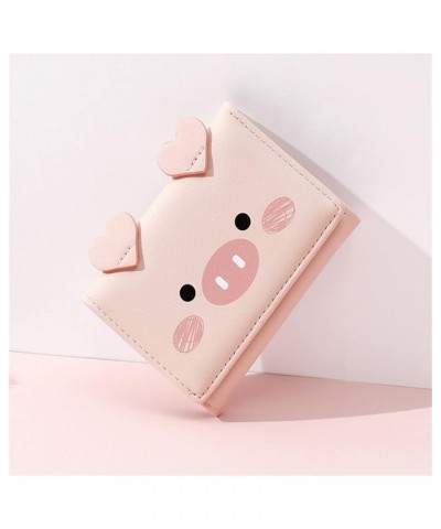 Wallet Short Paragraph Three Folding mats Female Cartoon Cute Student Small Wallet Korean Multi-Card Ladies Wallet (Color : P...