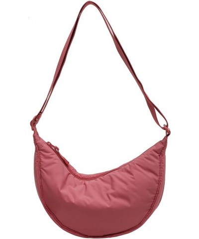 Nylon Crescent Bag Crossbody Bag for Women Men Everyday Sling Bag Small Hobo Shoulder Bag with Adjustable Strap Pink $11.79 H...