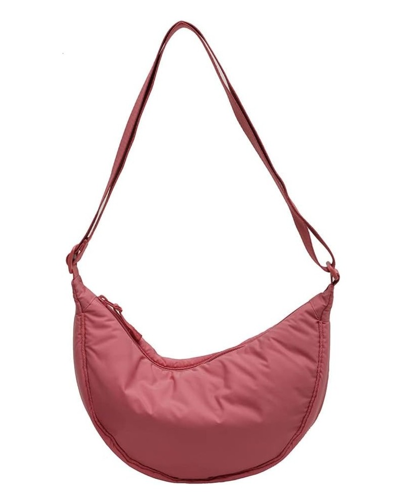 Nylon Crescent Bag Crossbody Bag for Women Men Everyday Sling Bag Small Hobo Shoulder Bag with Adjustable Strap Pink $11.79 H...