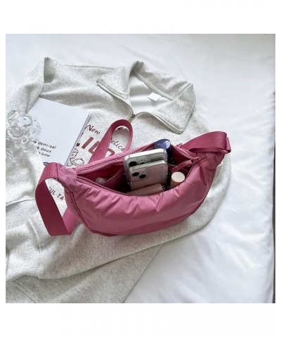 Nylon Crescent Bag Crossbody Bag for Women Men Everyday Sling Bag Small Hobo Shoulder Bag with Adjustable Strap Pink $11.79 H...