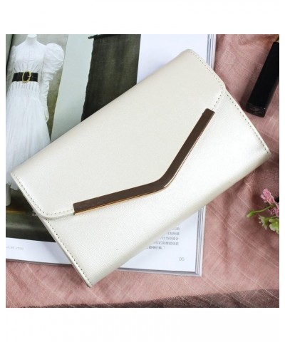 Clutch Purse Evening Bag for Women，White Envelope Handbag With Detachable Chain for Wedding and Party Beige $30.45 Evening Bags