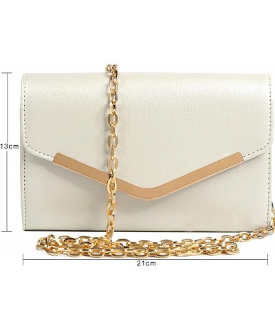 Clutch Purse Evening Bag for Women，White Envelope Handbag With Detachable Chain for Wedding and Party Beige $30.45 Evening Bags