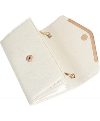 Clutch Purse Evening Bag for Women，White Envelope Handbag With Detachable Chain for Wedding and Party Beige $30.45 Evening Bags