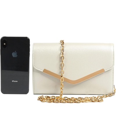 Clutch Purse Evening Bag for Women，White Envelope Handbag With Detachable Chain for Wedding and Party Beige $30.45 Evening Bags