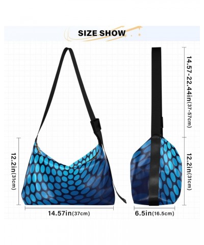 Large Crossbody Bag Blue Abstract Dots PU Leather Shoulder Bag for Women Girls $14.19 Crossbody Bags