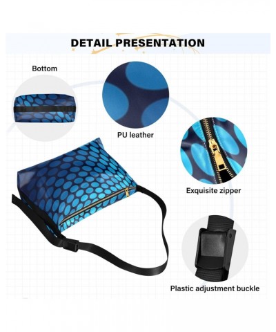 Large Crossbody Bag Blue Abstract Dots PU Leather Shoulder Bag for Women Girls $14.19 Crossbody Bags