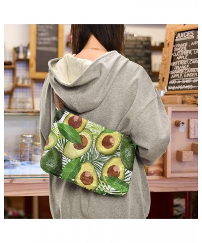 Avocado Tropical Leaves Furry Tote Bag for Women Crossbody Bag Shoulder Handbag Cute Plush Bag with Zipper for Shopping $11.1...