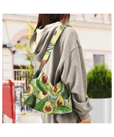 Avocado Tropical Leaves Furry Tote Bag for Women Crossbody Bag Shoulder Handbag Cute Plush Bag with Zipper for Shopping $11.1...