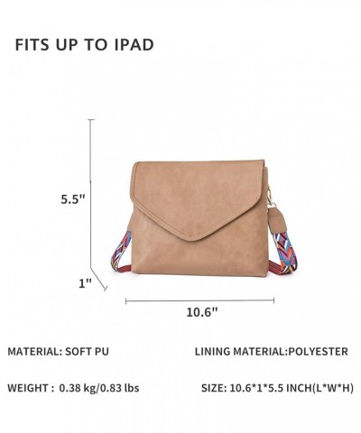 Crossbody Purse for Women Envelope Cross Body Bag Soft PU Purse Trendy Shoulder Bag Khaki $11.75 Crossbody Bags