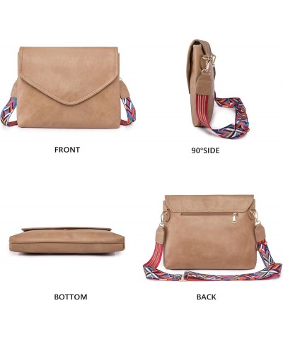 Crossbody Purse for Women Envelope Cross Body Bag Soft PU Purse Trendy Shoulder Bag Khaki $11.75 Crossbody Bags