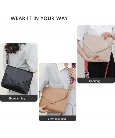 Crossbody Purse for Women Envelope Cross Body Bag Soft PU Purse Trendy Shoulder Bag Khaki $11.75 Crossbody Bags