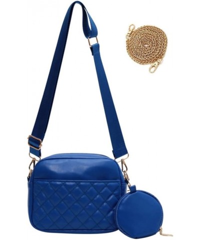 Women's Small Crossbody Bag with Coin Purse Shoulder Bag with Wide Strap Quilted Purses for IPhone Wallet Blue $14.89 Totes