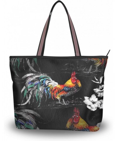 Farm Roosters Women Tote Bag Handbag Large Capacity Shoulder Bags $10.39 Shoulder Bags