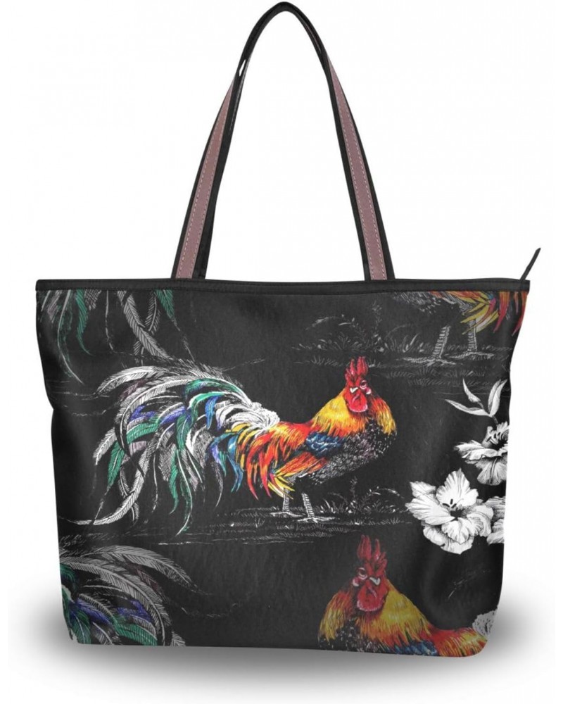 Farm Roosters Women Tote Bag Handbag Large Capacity Shoulder Bags $10.39 Shoulder Bags