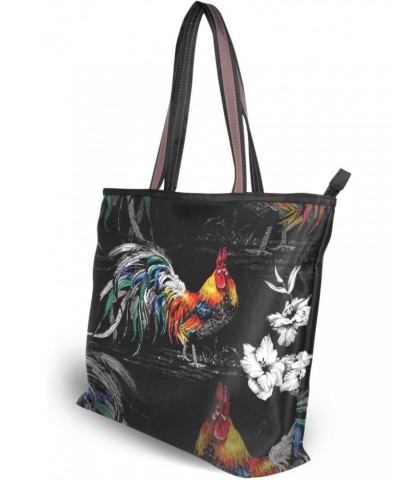 Farm Roosters Women Tote Bag Handbag Large Capacity Shoulder Bags $10.39 Shoulder Bags