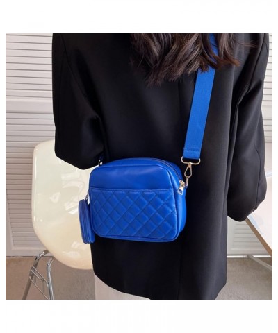 Women's Small Crossbody Bag with Coin Purse Shoulder Bag with Wide Strap Quilted Purses for IPhone Wallet Blue $14.89 Totes