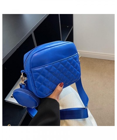 Women's Small Crossbody Bag with Coin Purse Shoulder Bag with Wide Strap Quilted Purses for IPhone Wallet Blue $14.89 Totes