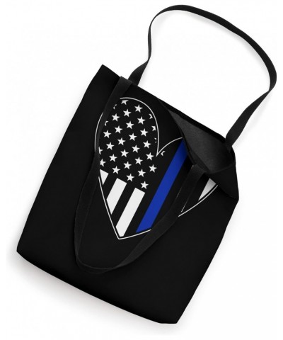 Police Love Our Police Officer US Flag Heart Thin Us Flag Bl Tote Bag $14.37 Totes