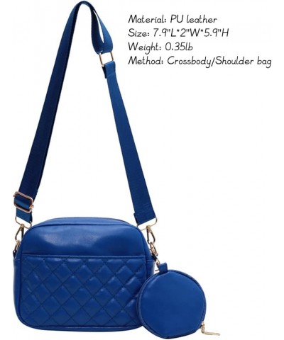 Women's Small Crossbody Bag with Coin Purse Shoulder Bag with Wide Strap Quilted Purses for IPhone Wallet Blue $14.89 Totes