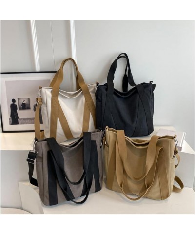 Canvas Tote Bag for Women Crossbody Hobo Bag Casual Shoulder Work Bag Multi-pocket Handbag Vintage Bags Beige $14.21 Handbags