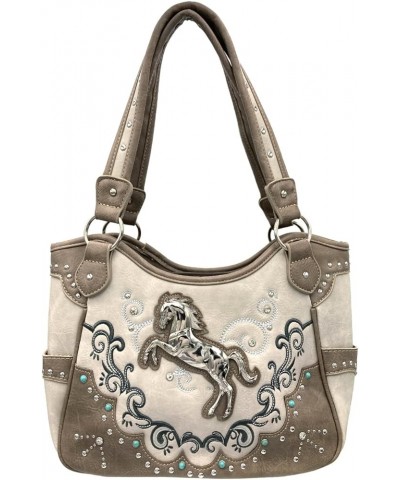 Floral Poppy Horse Western Women Conceal Carry Tote Handbag Purse Set Beige Silver $30.14 Totes